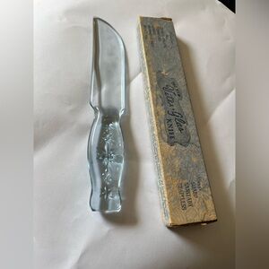 Vintage Glass Knife Cake And Fruit with Floral Design